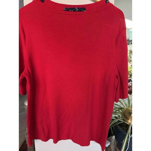 Talbots red Sweater Nautical Neck Tie Sz XL Cotton Blend Classic Old Money - Picture 3 of 3